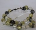 White and green glass bead bracelet