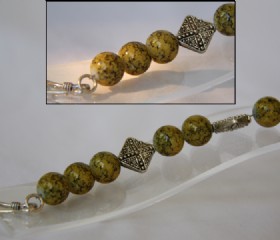 Yellow bead and silver squares bracelet