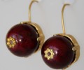 One bead earring-burgundy