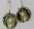 One bead earring with  green glass