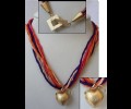 Colored ribbon necklace with heart
