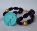 Turquoise and amethyst bracelet