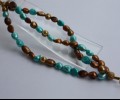 Turquoise and brown fresh water pearl bracelet