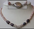 Pink pearl and silver necklace