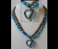 Brown-turquoise necklace-murano heart