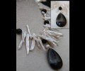 long thread like pearls-black onyx necklace