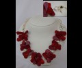 Red corals and white pearls necklace