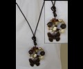 Leather,shells ,wood and metal necklace
