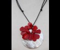 Mother of pearl-red corral necklace