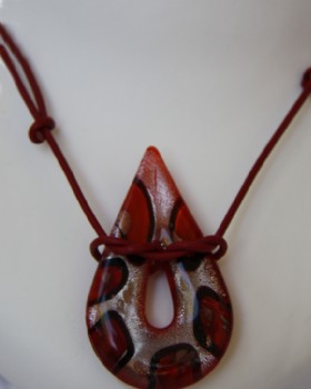 Tear drop murano-leather necklace