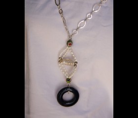 Granite and pearls long necklace