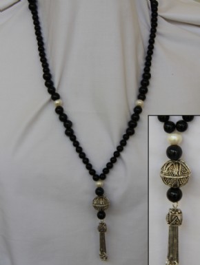 Long black onyx necklace