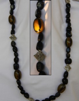 Black agate and cats eye necklace