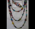 Three rows of colourful beads necklace