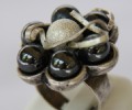 Silver round metallic ring-hematite