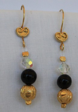 Gold and glass earrings