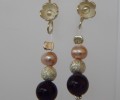 Amethyst silver and pearl earrings