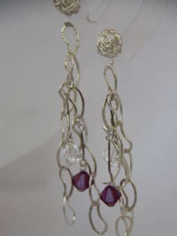 Shandelier earrings(silver-purple)