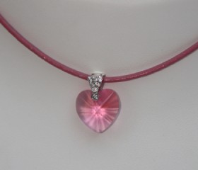 Pink heart-leather