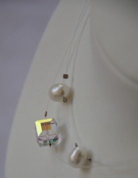 Silicon-pearl-swarowsky necklace