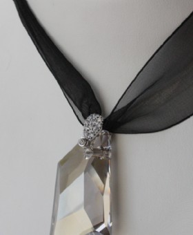 Large light gray swarowsky with ribbon