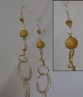 Round chain and golden bead eaRrings