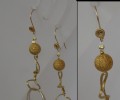 Round chain and golden bead earrings