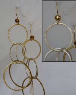 Double round chain silver and gold plated earrings