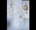 Triangular shaped earrings with pearl hooks