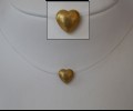 Silicon thread-golden heart necklace
